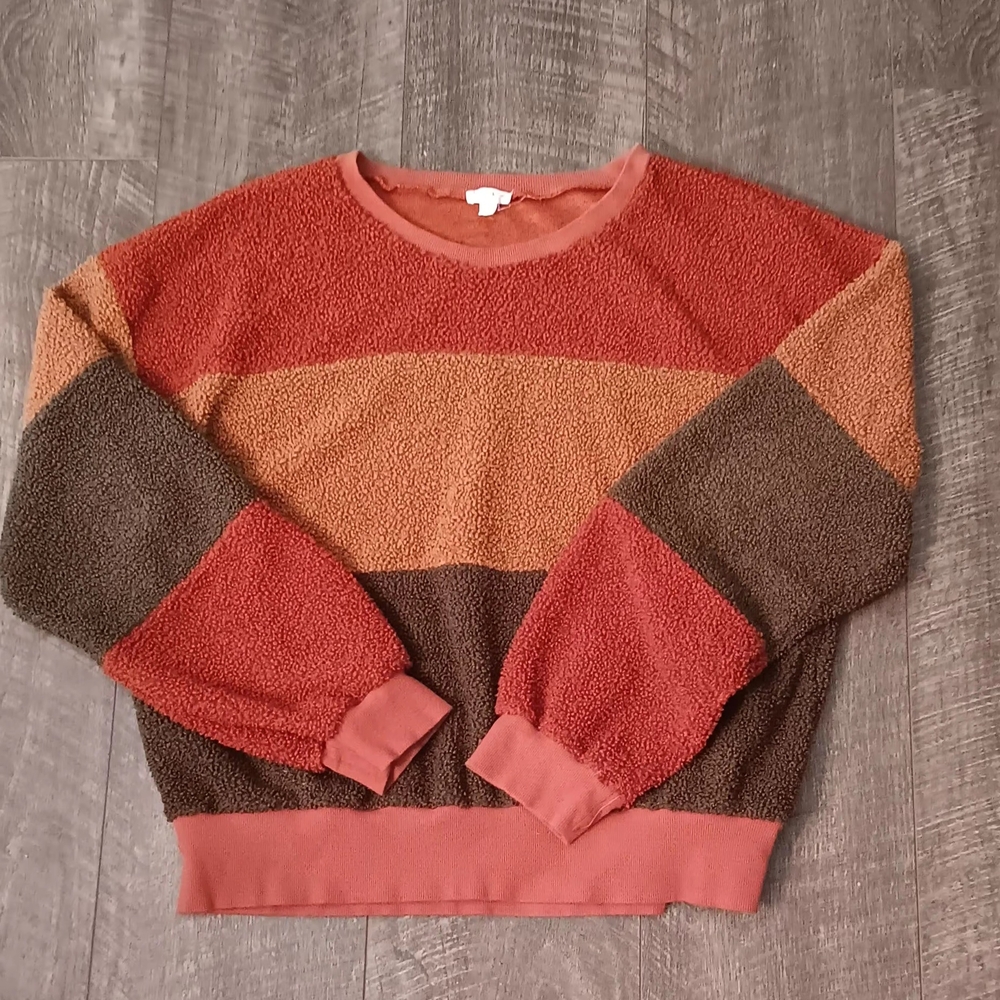 Hem & Thread Warm Toned Striped Sweater